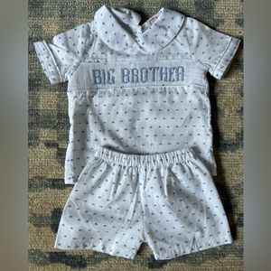 Kids Matching Set - White and Blue 'Big Brother' Outfit